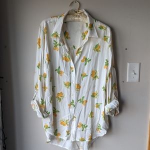 Jane & Delancey Lemon Print Blouse sz XL